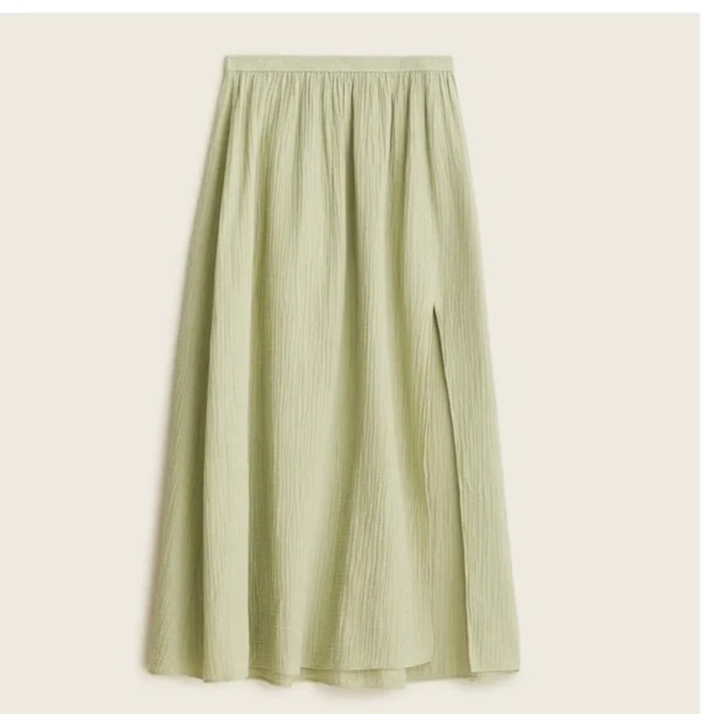 J. Crew Side-slit soft gauze maxi skirt in sage green
